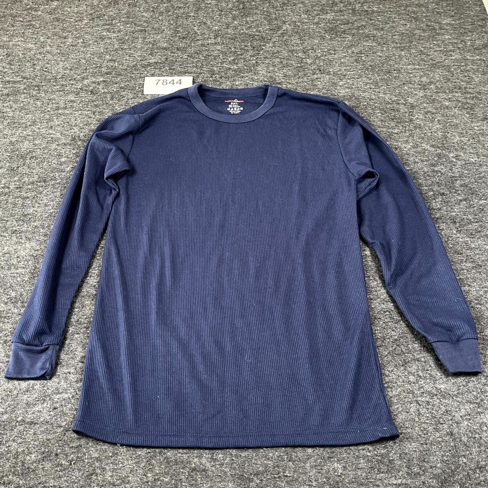 Canada Gear Thermal Shirt Mens 2XL Blue Cotton Waffle Knit Crew Neck Casual